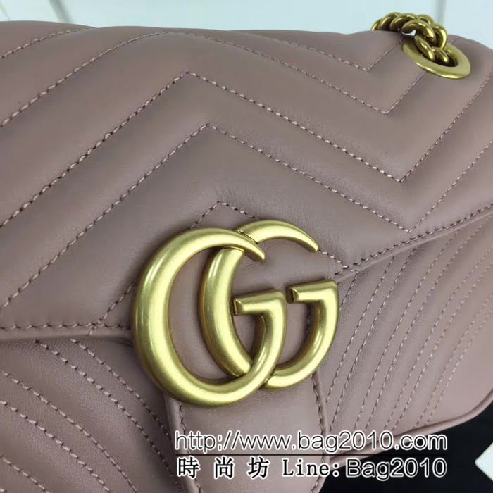 GUCCI古馳原單 新款專櫃品質原單貨實物實拍443497 粿粉色鏈條單肩斜挎包 HY1082